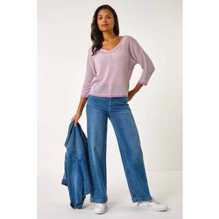 Roman Roman Purple Stitch Detail Knit Crochet Jumper