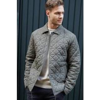 Threadbare Threadbare Khaki Green Collared Quilted Jacket
