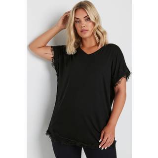 Yours Curve Yours Curve Black Lace Detailed T-Shirt