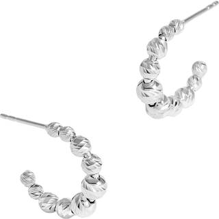 Simply Silver Simply Silver Silver Tone 925 Polished And Beaded Hoop Earrings