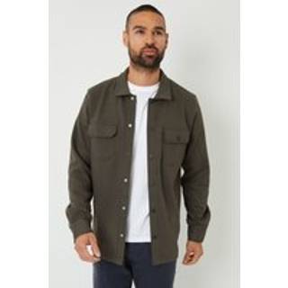 Threadbare Threadbare Khaki Pique Popper Fastening Shacket