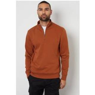 Threadbare Threadbare Rust Quarter Zip Neck Sweatshirt
