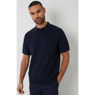Threadbare Cotton Mix Kortærmet Textured Knitted Polo-skjorterMiddel
