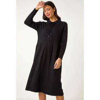 Roman Roman Black Ribbed Texture Knit Dress