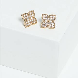 Jon Richard Jon Richard Gold Tone Pave Clover Stud Earrings