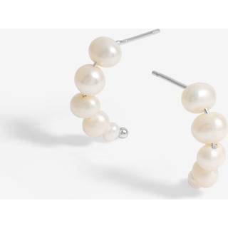 Simply Silver Simply Silver Silver Tone 925 Graduated Pearl Hoop Earrings