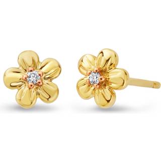 Nature's Wonder 9ct Solid Gold Forget-Me-Not Stud Earrings with Diamonds