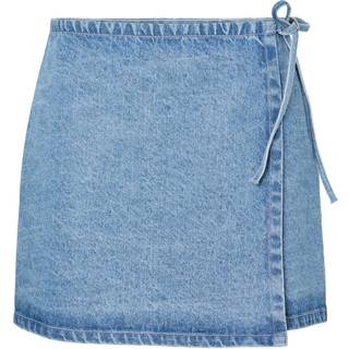 Pcflora Denim Slå-om-nederdel