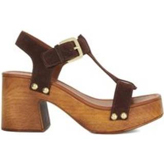 Dune London Dune London Brown Jaynie Chunky T-Bar Wood Block Sandals