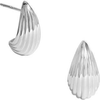 Simply Silver Simply Silver Silver Tone 925 Polished Ridged Dome Hoop Earrings