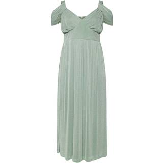Yours Curve Yours Curve Green London Metallic Mesh Cold Shoulder Dress