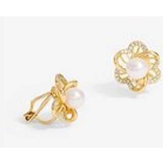 Jon Richard Jon Richard Cubic Zirconia Pearl Flower Clip øreringe