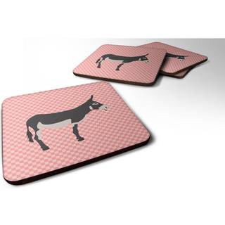 """" Caroline's Treasures American Mammoth Jack Donkey Pink Check Decorative Coasters 3.5 multicolor """"
