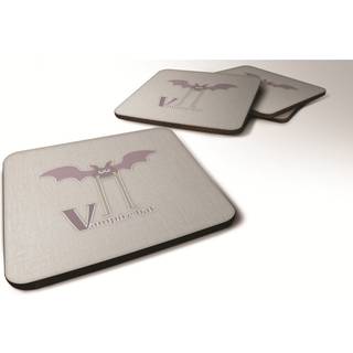 """" Caroline's Treasures Alphabet V for Vampire Bat Foam Coaster Set på 4 3,5 multicolor """"