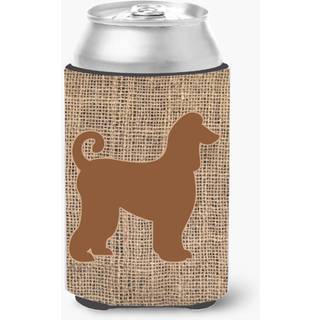 Afghan Hound Jute og brun d?se eller flaske drikkevareisolator Hugger