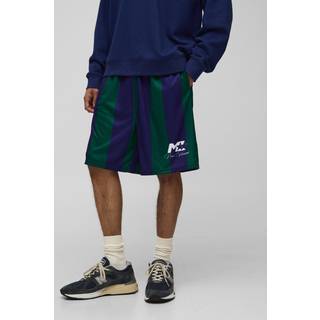 Mens Green Homme Mid Length Stripe Sports Shorts