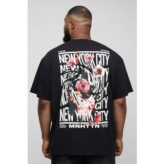 Mens Black Plus New York Oversized Graphic T-Shirt