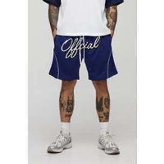Mens Navy Official Relaxed Mid Length Sports Shorts