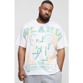 Mens White Plus Oversized Orlando Over The Seam Print T-Shirt