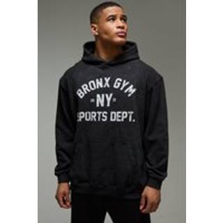 Mens Charcoal Man Active Bronx Gym Oversized Washed Hoodie