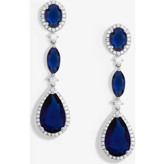 Jon Richard Jon Richard Silver Tone Cubic Zirconia Sapphire Statement Pear Drop Earrings