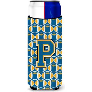 Letter P Fodboldblå ??og Gold Ultra Beverage Isolators til slanke dåser CJ1077-PMUK