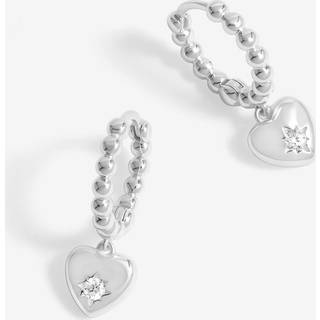 Simply Silver Sterling 925 Starburst Hjerte Beaded Hoop ØreringeEn
