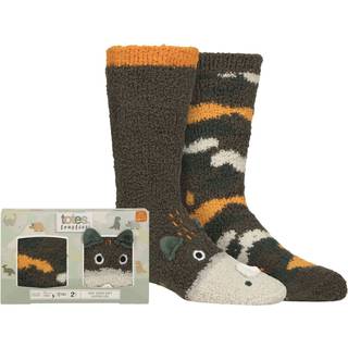 Totes Totes Green Supersoft Winter Slipper Dinosaur Socks 2 Pack