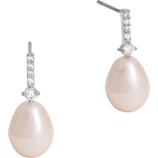 Jon Richard Jon Richard Silver Tone Cubic Zirconia And Pearl Stick Earrings