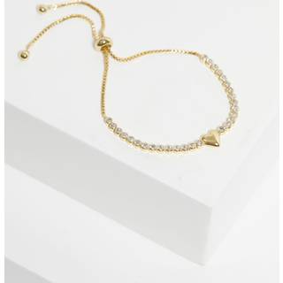 Jon Richard Jon Richard Gold Tone Polsihed Heart And Crystal Toggle Bracelet