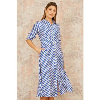 Yumi Geo Swirl Print Midi Shirt Dress44