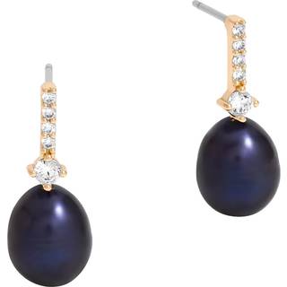 Jon Richard Jon Richard Gold Tone Cubic Zirconia And Pearl Stick Earrings