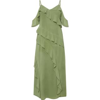 Yours Curve Yours Curve Green London Ruffle Cold Shoulder Dress