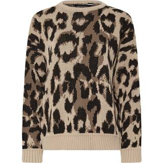 Lts Tall Brown Knitted Leopard Print Jumper 18-20 Lts | Tall Women's Sweaters & Jumpers