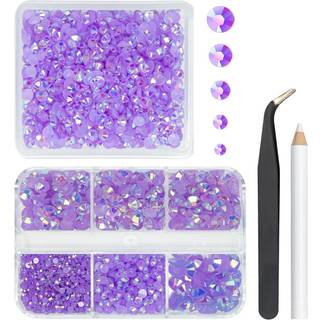 qiipii 2 kasser 3060stk violet ab harpiks rhinestones til h?ndv?rk af lys lilla ab flatback gel? harpiks sten 2mm 3mm 4 mm 5 mm 6mm ikke-hotfix p