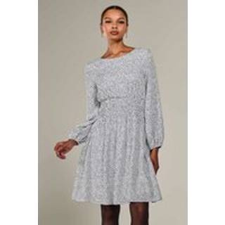 Jolie Moi Jolie Moi White Long Sleeve Ruched Waist Midi Dress