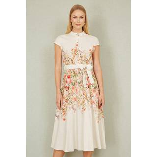 Yumi Yumi Cream Blend Floral Mirrored Placement Skater Dress