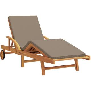 Sammenfoldelig solstol med hjul & pude Taupe Solid Træ Akacietræ