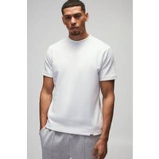 Mens White Man Slim Fit Extended Neck Heavy Interlock T-shirt