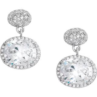Jon Richard Jon Richard Silver Tone Cubic Zirconia Micro Pave Oval Drop Earrings