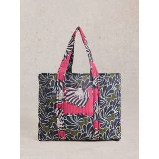 White Stuff White Stuff Green Elaine Reversible Beach 100% Cotton Bag