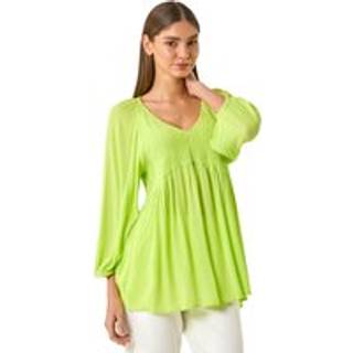 Roman Roman Green Shirred V-Neck Top