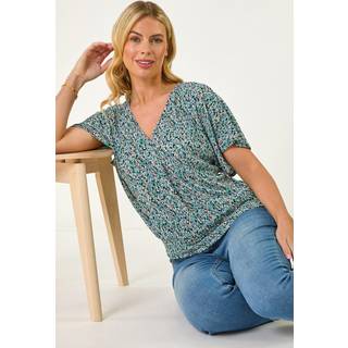 Roman Roman Petite Ditsy Tryk Rynket Blouson Top