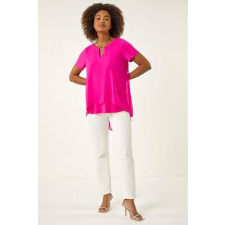 Roman Roman Pink Ring Front Chiffon Overlay Blouse