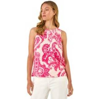 Roman Roman Red Paisley Print Shell Vest Top