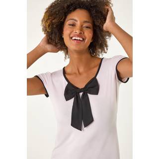 Roman Roman Pink Dark Bow Front Stretch T-Shirt