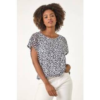 Blouse med Roman tryk og boblekant i blonde38
