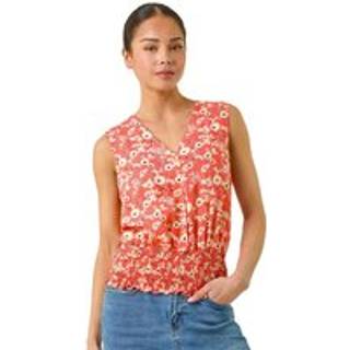 Roman Roman Pink Petite Ditsy Shirred Blouson Blouse