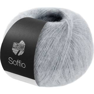 Lana Grossa Soffio 15 Lysegrå Indhold: 60% merinould, 30% bomuld, 10% cashmere Vægt/Længde: 25 g = ca. 215 meter Anbefalede pinde: 3.50-4.00 mm Strikkefasthed: 10 x 10 cm = 29 m x 35 p Vask: Håndvask / Tørres fladt.
