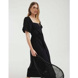 River Island River Island Black Dark Poplin Trim Midi Dress